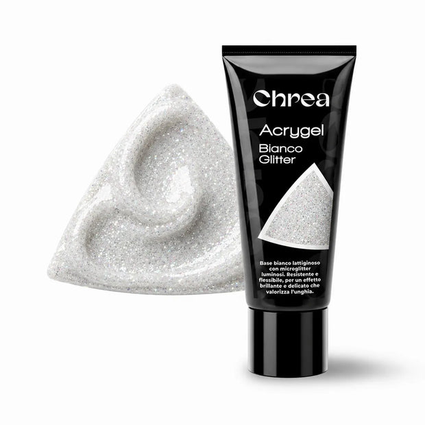 Acrygel Bianco Glitter - Gel Ricostruzione Unghie Bianco con Microglitter