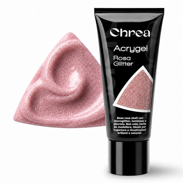 Acrygel Rosa Glitter - Gel Ricostruzione Unghie Rosa con Microglitter Riflettenti