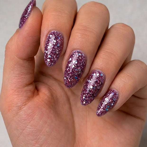 Acrygel Viola Glitter - Gel Ricostruzione Unghie Viola Perlato con Microglitter