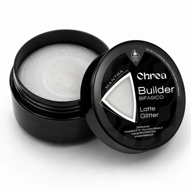 Builder Mantra Bifasico Latte Glitter - Gel Costruttore 2 in 1 Lattiginoso Microglitter HEMA Free